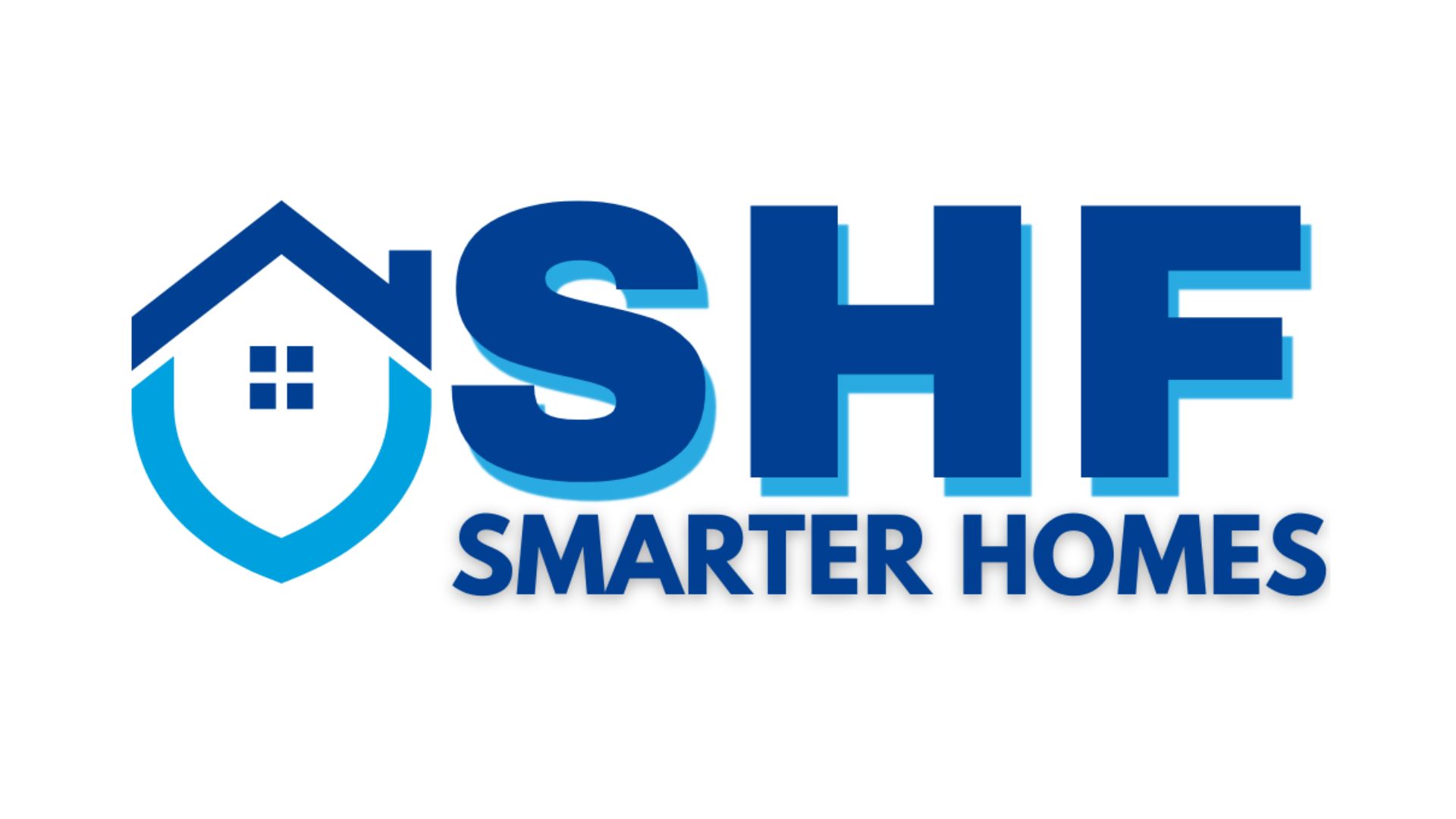 Logo with a blue house icon forming the letter S next to the letters SHF and the words Smarter Homes beneath in blue text.