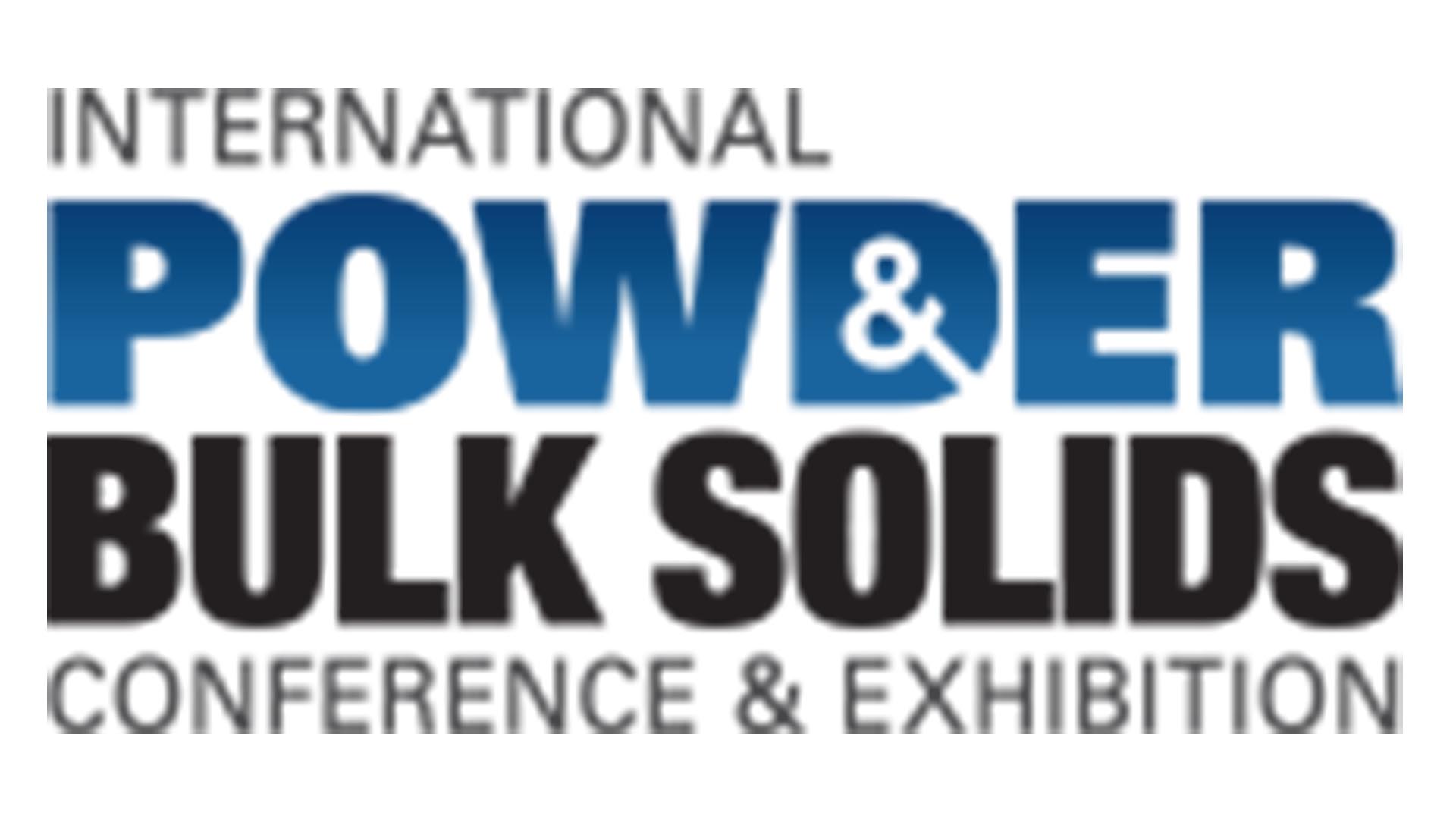International Powder & Bulk Solids Conference & Exhibition logo with bold blue and black text on a white background.